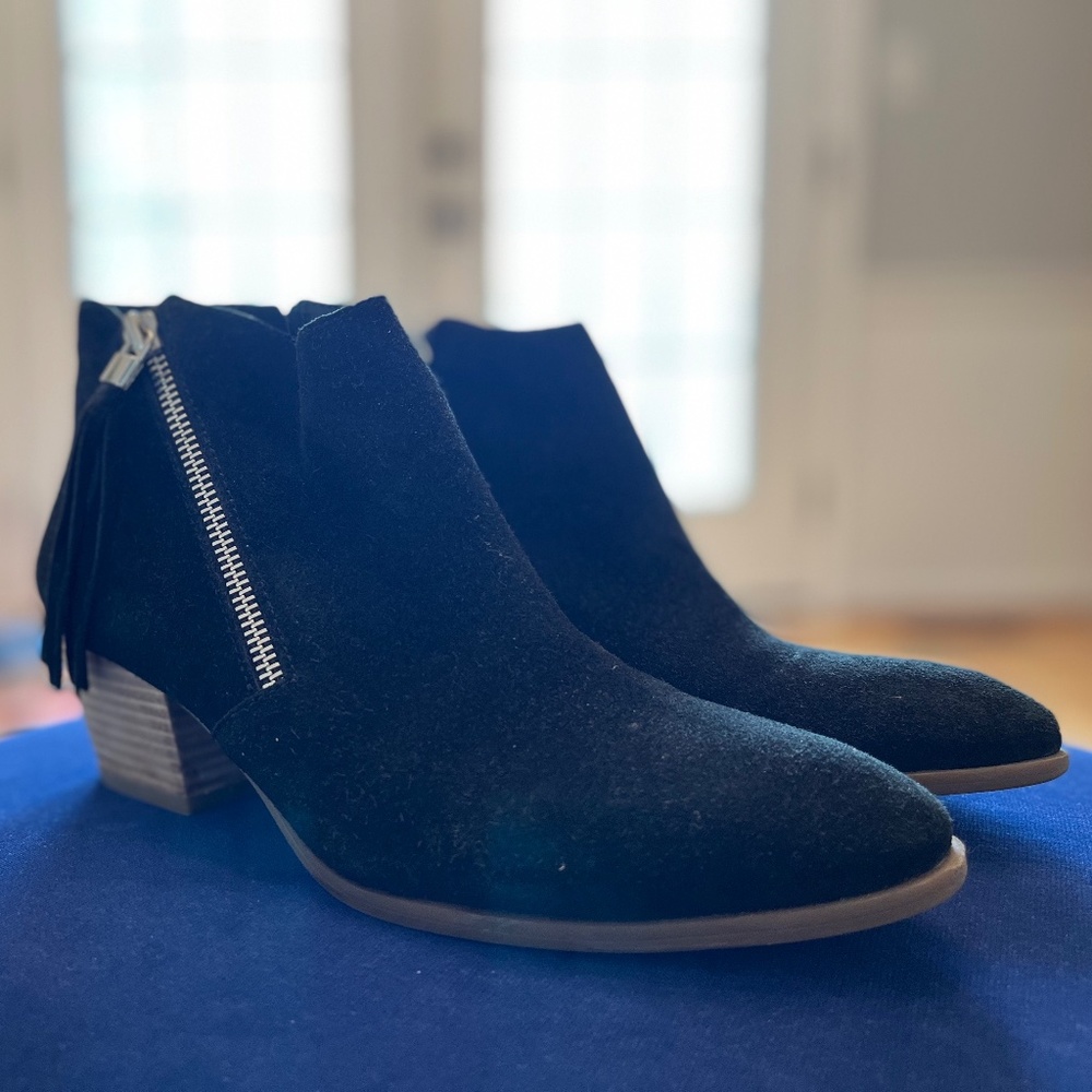 Black Suede Franco Sarto Ankle Boot with Zipper